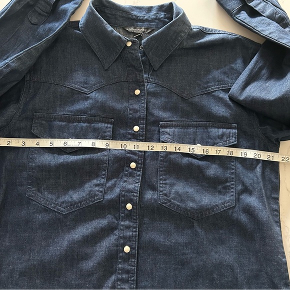 Banana Republic Jeans WESTERN DENIM SHIRT Snap buttons Dark Wash Size Medium - Picture 5 of 9